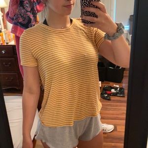 Mustard and White Striped T-Shirt
